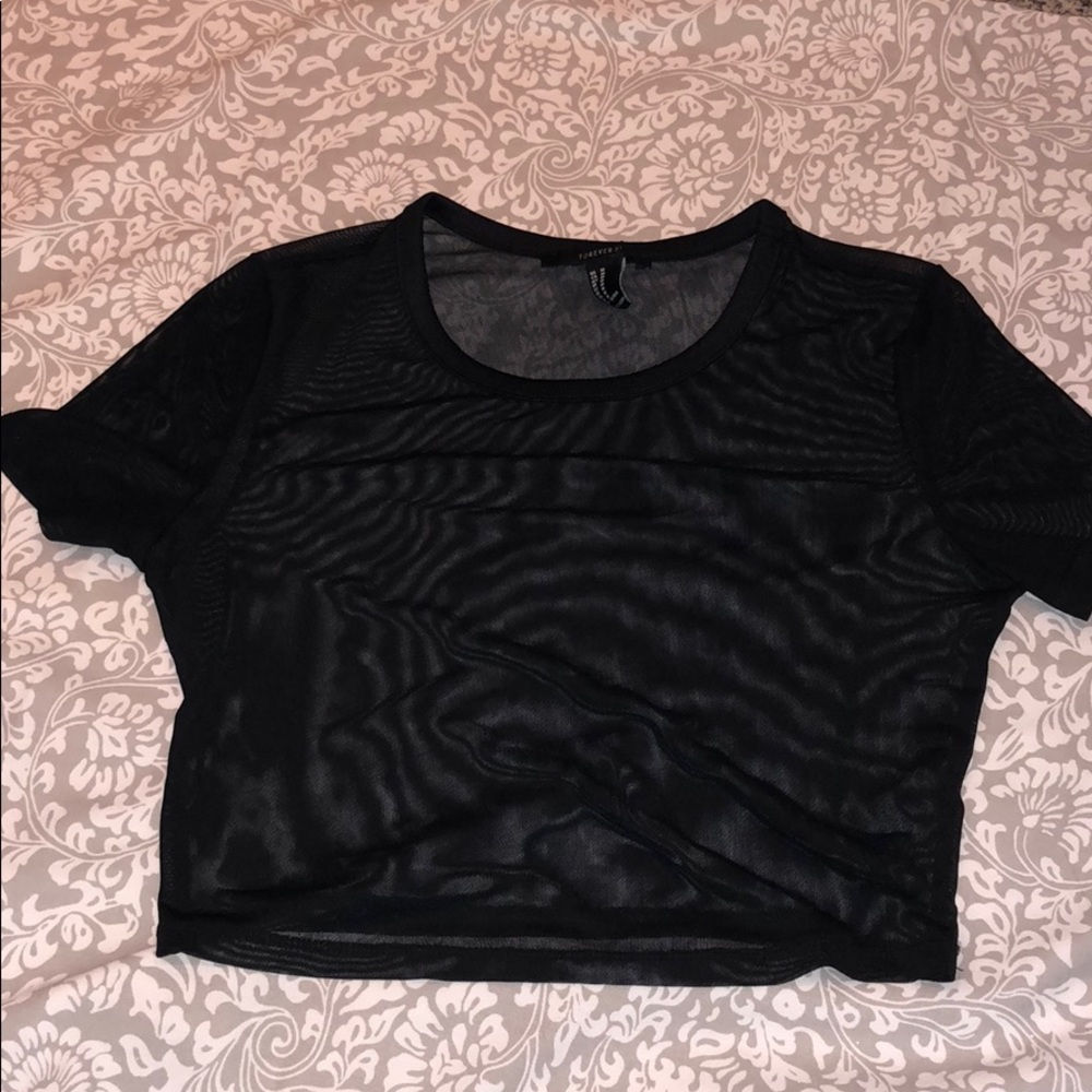 SHEER BLACK CROP TOP
